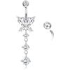 AceFun piercing ombelico 12mm vero argento 925 piercing all'ombelico lungo farfalla gioielli bilancieri curvi premium sterling per donne lei