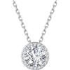 FANCIME Collana con ciondolo a forma di aureola di diamanti coltivati in laboratorio in argento Sterling 925 con catena regolabile da 40,6 a 45,7 cm (colore D-E, purezza VS), gioielli raffinati per