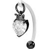 PIERCINGLINE PMFK - Piercing a banana con design in acciaio chirurgico, a forma di cuore e corona, per la zona intima, colori assortiti e Acciaio inossidabile, colore: Nero , cod. PIX20-SW