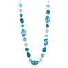 FULU AUTUMN Collana lunga in argento con perline per donne collana a catena con perle di cristallo conchiglia perline gioielli alla moda regali per le donne, Perla Resina Cristallo, Nessuna pietra