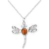 Hamilton & Young Outlander - Collana con ciondolo a forma di libellula, in argento Sterling 925, in metallo prezioso, design tradizionale scozzese, con vera ambra, Tutti, Ambra