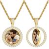 OTXIXTO Collana con Foto Personalizzata Collana con Ciondolo Girevole Rotondo/Cuore/ali d'Angelo in Oro Foto Personalizzate Fronte Retro Regalo per Uomo e Donna (F2, 24'')