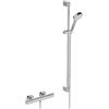 Ideal Standard Ceratherm T25 N Pacchetto miscelatore doccia, Soffione doccia Eco a risparmio idrico con getto variabile (6 l/min), incluso termostato e asta doccia (900 mm) - Cromo