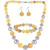 FULU AUTUMN 3 Pcs Parure di Gioielli, Set di Collana con Grandi Perle, Bracciale e Orecchini, Regalo di Compleanno per Donna, Pietra, Nessuna pietra preziosa