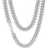 FaithHeart 14MM 60CM Argento Collane Uomo Catenina Cubana 45-75cm Hiphop Rock Gioielli da Ballo Collana Uomo Acciaio Alta Qualità con Chiusura Sicura Choker Girocollo Impilamento Antiallergico