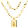 AMAR PRAGNA Collana da Uomo in Oro 585/925, Con Medaglione - Regalo di Compleanno, 70 cm, Argento Sterling
