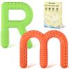 ERKOON R&M - Bastoncini da masticare in silicone per bambini, strumento orale per dentizione motoria, per autismo, ADHD, esigenze mordenti, massaggiagengive con alfabeto, ragazzi e ragazze (arancione)