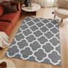 TAPISO Luxury Tappeto Soggiorno Pelo Corto Design Moderno Motivo Astratto Marocchino Geometrico Trellis tonalità Grigio Chiaro Salotto Sala Camera Stanza Ragazzi Oeko-Tex 120 x 170 cm