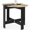 IDMarket - EDI Consolle rotonda pieghevole 2-4 persone in legno nero piano in faggio 103 x 76 cm