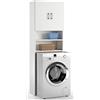 CAESAROO Mobile sopra lavatrice 195 cm Bianco frassinato con due ante - Bianco