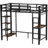 EGGREE Letto a Castello con Scrivania 90x200, Nero