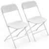 Bonnlo Set 2 Sedie Pieghevoli con Struttura in Metallo e Plastica Portata 158kg, Seduta Salvaspazio Richiudibile con Piedini, da Cucina, Soggiorno e Conferenza, 44.5 x 44.5 x 80cm, Bianco