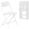 Bonnlo Set 4 Sedie Pieghevoli con Struttura in Metallo e Plastica Portata 158kg, Seduta Salvaspazio Richiudibile con Piedini, da Cucina, Soggiorno e Conferenza, 44.5 x 44.5 x 80cm, Bianco