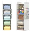 ALLTIDYUP Organizer Armadio da Appendere - Tasche in Rete, Borsa Sospesa Strutturata, Pieghevole e Salvaspazio per Vestiti, Scarpe, Cappelli - Ideale per Dormitori, Camper e Armadi (Bianco, 5 Ripiani)