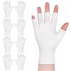 Tweruna 4 paia di guanti bianchi per eczema, guanti in cotone per mani asciutte per dormire, guanti idratanti senza dita per adulti, mezze dita, touch screen, per dormire, spa, trattamento della pelle