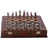 GiftHome Set di scacchi medievali dell'esercito britannico,in rame anticato, per adulti, realizzati a mano e in legno massiccio naturale con design perlato intorno al bordo,spazio interno King 7cm