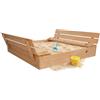 MG Design Sabbiera in legno 120 x 120 cm - con panchine pieghevoli e coperchio, sabbiera da giardino per bambini, sandbox legno esterno