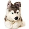 Uni-Toys Husky grigio, sdraiato, 43 cm (lunghezza), cane di peluche, animale domestico, peluche