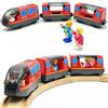 TOPLIVING Treno a batteria per ferrovia in legno, giocattolo per bambini da 3 a 4 anni, ragazzi, bambini, attacchi magnetici, veicoli da città con figure (senza batteria)