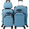 LEADZM Set di Valigie Rigide 5 Pezzi con Beauty Case, Set Valigie con Rinforzi Angolari, Luggage Suitcase Grande 23 kg in ABS (Blu marine)