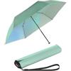 Knirps US.050 Ombrello da tasca ultra leggero e sottile manuale con protezione contro i raggi UV e il calore con rivestimento iridescente - Menta