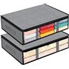 VINATO 2 Pezzi Contenitori Sottoletto, Contenitore Sottoletto per Coperte Grande Capacità con Maniglia Rinforzata, Contenitori Sottoletto Pieghevoli per Organizzare Armadi, Vestiti, Trapunte, 40 L