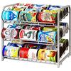AIYAKA Organizer per lattine, 3 ripiani, impilabile, per conservare alimenti, mobili da cucina o dispensa, per 36 lattine, argento
