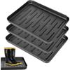 Romon Portascarpe, Set Da 3 Pezzi Nero In Plastica PP, Lavabile E Antimacchia, Con Bordo Rialzato, Ideale Per Scarpe Bagnate, Sporche E Ciotole Per Animali