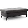 Cavadore - Pouf Castiel, pouf imbottito dallo stile moderno, con piedini effetto satinato, 138 x 48 x 71 cm, tessuto, colore grigio