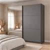 Dmora Guardaroba Grande Kashima 217x210h cm Nero Antracite Appendiabiti 8 Ripiani, Armadio Camera da Letto Apertura Scorrevole
