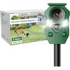 YwuLy Spaventatore per gatti da giardino, a energia solare, a ultrasuoni, impermeabile, con sensore di movimento IP65 e PIR e luce lampeggiante, efficace contro gatti, cani, volpe, uccelli, cervi