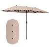 KOMFOTTEU Ombrellone da giardino 4 x 2 m, ombrellone doppio con 12 aste e manovella, parasole rettangolare con protezione solare, per balcone, terrazza, piscina, senza base (beige)