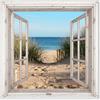 MuchoWow© Decoración Pared Exterior 100x100 cm Poster Decorativos Jardín Decoracion Terraza Balcon Wall Decoration Patio Posters Póster De Jardin Mirador - Playa - Mar - Dunas - Arena - Agua
