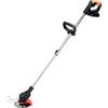 Herrselsam Tagliaerba con batteria, 24 V, con batteria agli ioni di litio da 1,5 Ah e lama in plastica, larghezza di taglio 15 cm, manico telescopico, 3 livelli di regolazione dell'angolo di taglio
