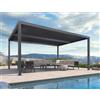 PURPLE LEAF Pergola Bioclimatica 4,8 x 3,68 m Pergolato da Giardino Lame Orientabili Area 17,66 m² Gazebo Pergola Alluminio per Patio Terrazza Esterno, Grigio