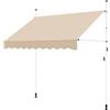 Yaheetech Tenda da Sole per Balcone Esterno Veranda a Bracci Estensibili con Manovella Regolabile Telo Avvolgibile Retrattile Resistente ai Raggi UV Telaio Telescopico Senza Forare 250 x 120 cm Beige
