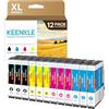 KEENKLE compatible per 604XL Cartucce Compatibile per Epson 604 XL Multipack per Expression Home XP-2200 XP-4200 XP-3200 XP-2205 XP-3205 XP-4205 WorkForce WF-2930 WF-2910 WF-2935 WF-2950 (12-Pack)