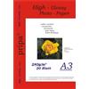 Pripa - Carta fotografica DIN A3, 240 g/m², lucida, si asciuga immediatamente, impermeabile, ottima brillantezza fotografica, per stampanti a getto d'inchiostro, 20 fogli, colore: bianco brillante