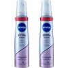 Generic Styling Mousse per Capelli, Extra Forte, Non Secca i Capelli, 0% Silicone, Dona Volume e Tenuta Flessibile per 24h, Formato da 150ml (2 Flaconi)