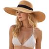 Velvoria Cappello da Sole Donna, Cappello di Paglia a Tesa Larga, Cappello da Spiaggia Traspirante, Protezione Solare, Protezione UV, Adatto per Gite Estive, Picnic e Vacanze