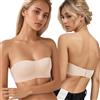 XFSRG Reggiseno Senza Spalline Donna Push Up Invisibile a Fascia Bralette Senza Ferretto Confortevole Bra Strapless Stretch Brassiere Tops(Colore della Pelle 36/80AB)
