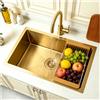 HZKSINNK 75x45cm Lavello Cucina, Oro Spazzolato Lavelli A Un Seno, Acciaio Inox Barra Lavelli Da Cucina, Lavello Sotto Piano Piano di Lavello O Sopra Piano di Lavello Con Filtro Di Scarico