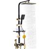 Cuisaincraty Colonna Doccia Nero Oro, Doccia Colonna Da Parete 4 Funzioni, Miscelatore Doccia Regolabile, Set Doccia con Soffione Pioggia Extra Large, Doccetta e Pistola Ad Alta Pressione, Bagno Moderno
