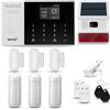 HUXGO® HXA005 Antifurto casa wireless WiFi + GSM 4G con Sirena solare | Kit allarme casa senza fili: 3x rilevatori di movimento, 3x sensori di allarme per finestre/porte | Per Casa, Appartamento