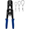 Dechengbao - Attrezzo per crimpatura funi metalliche, per manicotti a clessidra duplex in alluminio e rame, pulsanti di arresto e ghiere con tagliacavi integrato, funziona da 3/64 a 1/8