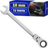 MONTERAL Chiave a Cricchetto 10 mm 72 Denti - Chiave Inglese a Cricchetto Realizzato in Acciaio Legato CrV - Consente di Lavorare con Angolo Compreso tra 0° e 90