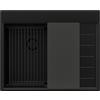PRIMAGRAN Lavello da Cucina Tutto Nero 62x50cm, Lavandino in Granito a 1 vasca + Sifone Classico, Lavabo da Cucina Incasso al Mobile 40cm - Sydney Ergo S093