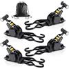 vsshe Cinghie di ancoraggio a cricchetto retrattili, 4 Pcs Cinghie di Tensione, Cinghia di tensionamento automatica 3.3m x 2.5cm, resistenza alla rottura massima di 680 kg,con gancio S, per Moto,Auto