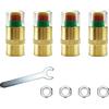 Vonmerie Tappi per valvole pneumatici auto con indicatore di pressione, 4 pezzi, 3 colori, tappi per valvola di avvertimento per bicicletta, moto, bicicletta, ottone
