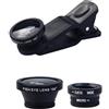 Generisch fotocamera per cellulare - fish-eye 3 in 1, set di a clip, design antiscivolo, fish-eye 180° + macro 10x + grandangolare 0,67x F
